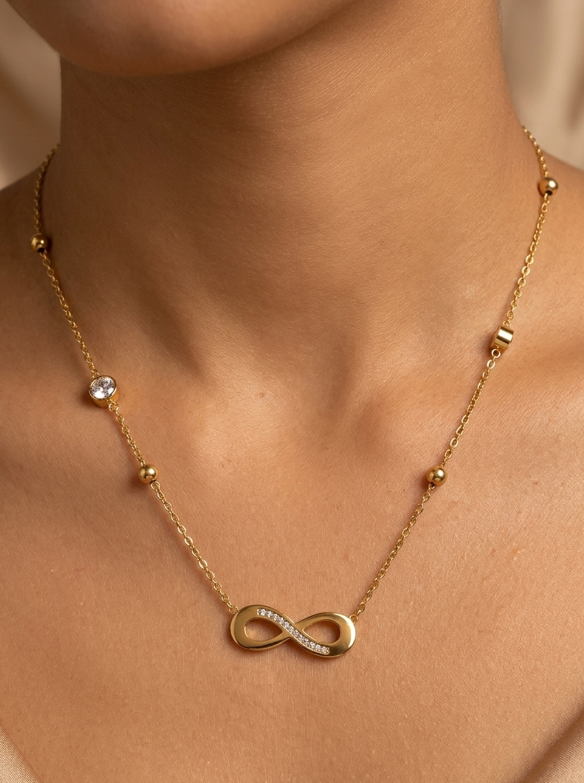 18k gold plated infinity stone chain