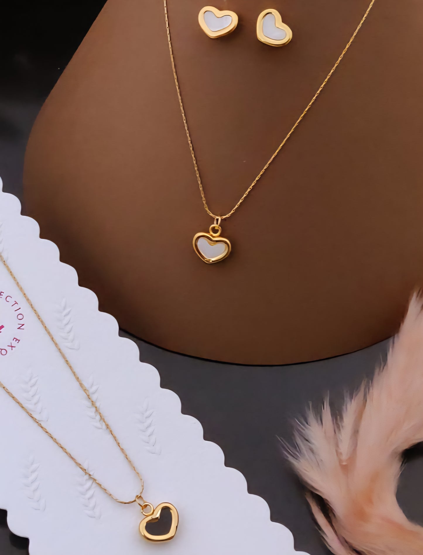 Premium Stone heart with earrings