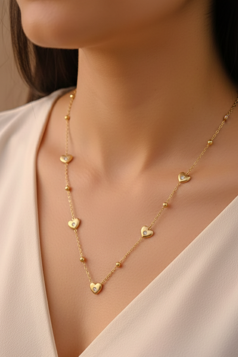 18k plated heart stone chain earrings combo