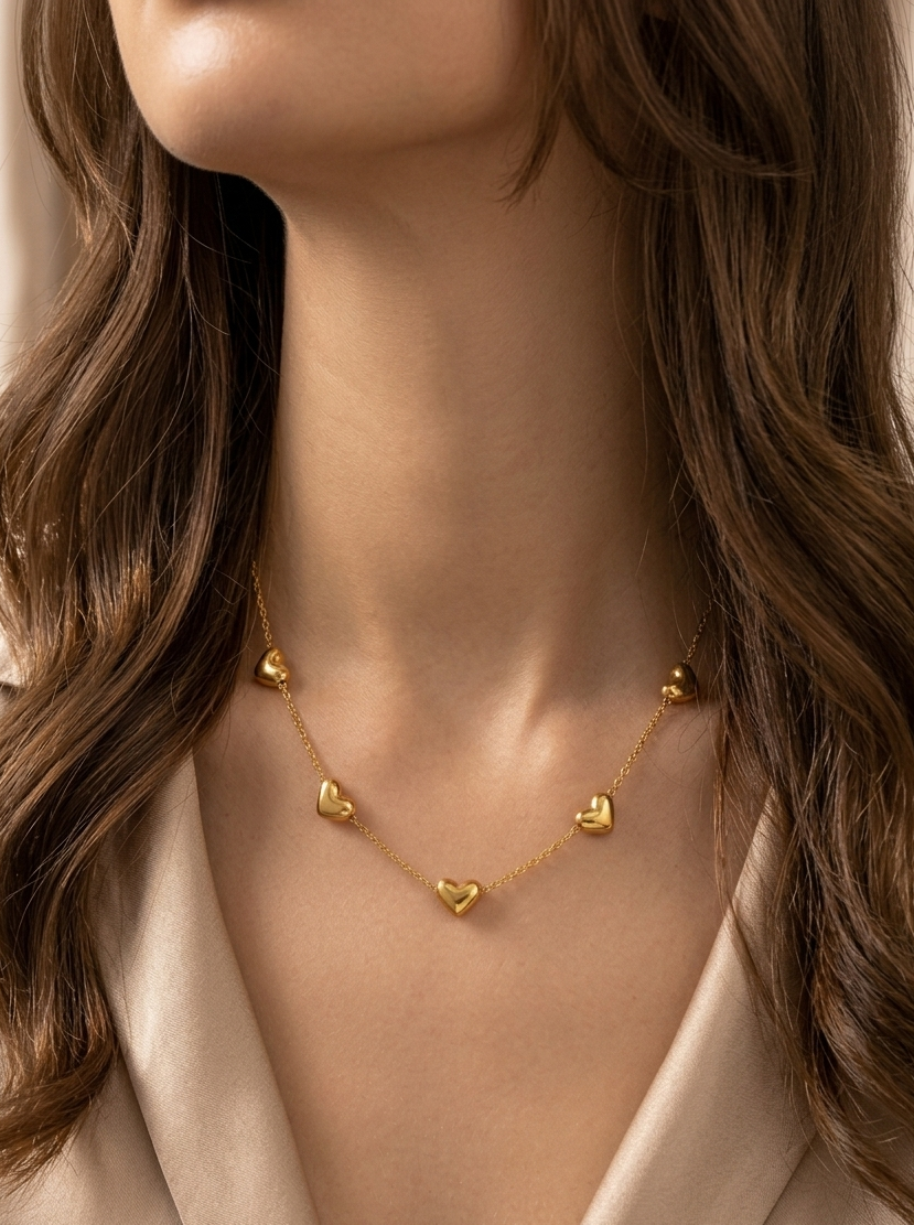 18k plated heart love chain