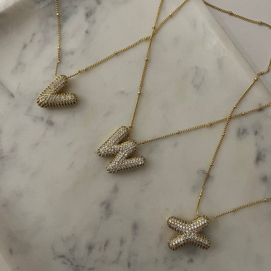 " V " letter stone studded chain