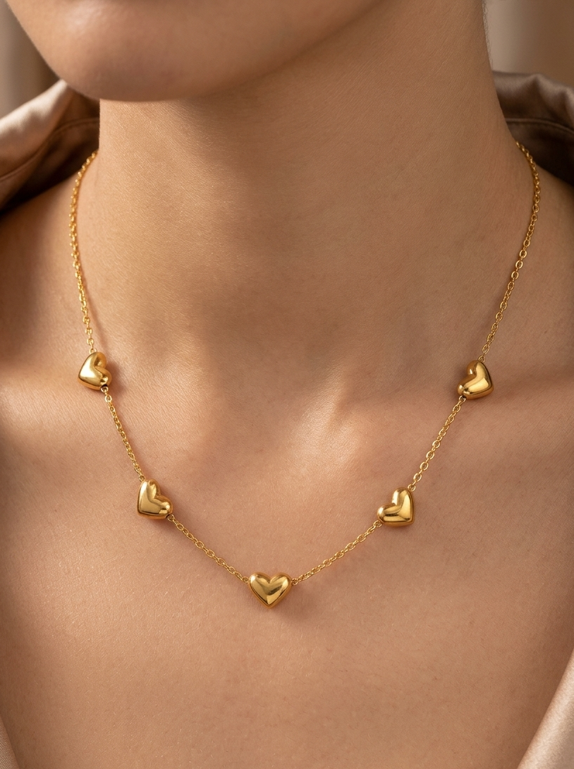 18k plated heart love chain
