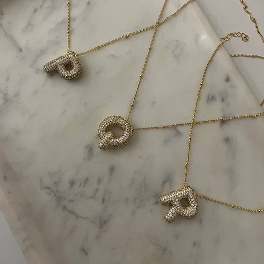 " P " letter stone studded chain