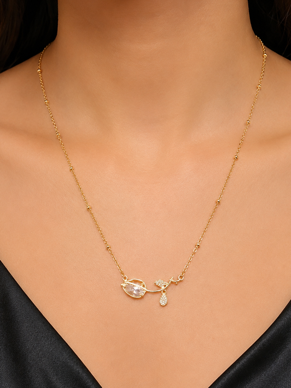 Tulip rose  stone chain
