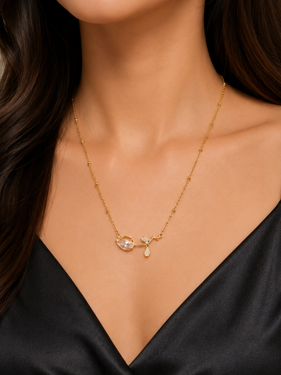 Tulip rose  stone chain