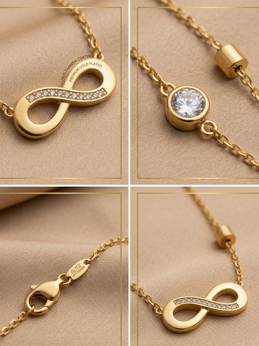 18k gold plated infinity stone chain