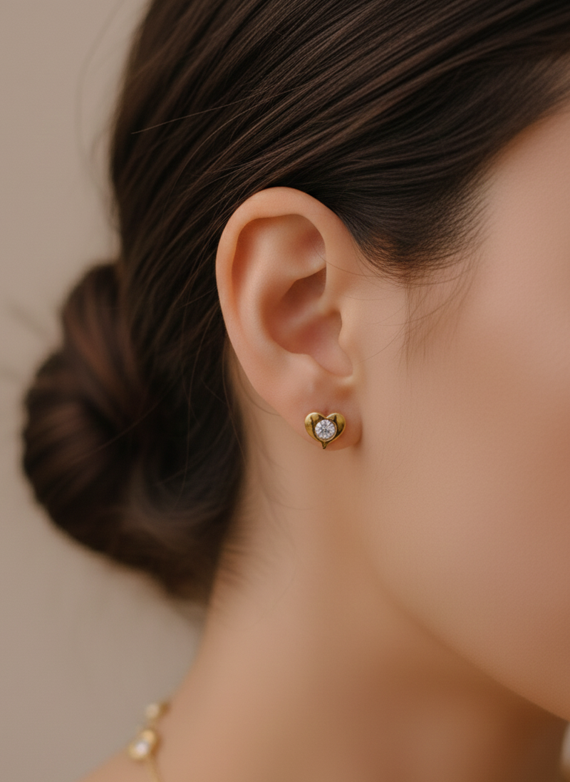 18k plated heart stone chain earrings combo